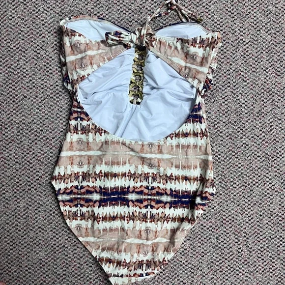 VENUS Beige and Navy Patterned One-Piece Swimsuit - Picture 3 of 4